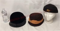 Vintage Ladies Bowler Hat & Caps - 3