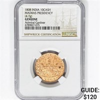 1808 India Madras Presidency 10Cash NGC Genuine