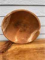 Vintage wooden dough bowl approximately 12 7/8