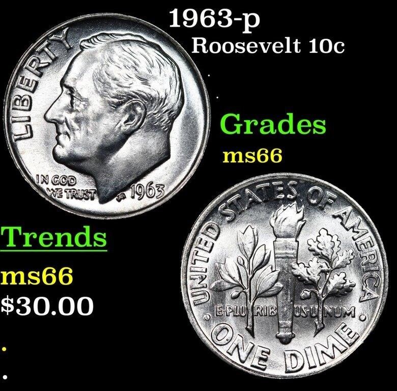 1963-p Roosevelt Dime 10c Grades GEM+ Unc