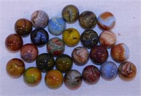 25 vintage glass shooter marbles