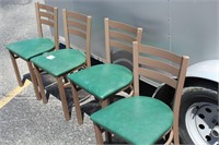 4  Metal Chairs, Green color, Subway style
