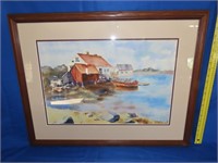 Framed Watercolor Scene Art