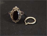 STERLING SILVER RING AND EARRING