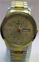 Two Tone Timex Quartz Day/Date Wrist Watch