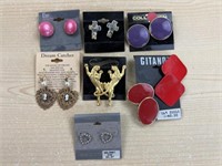(8) Pair of costume jewelry pierced earrings