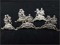 5 German silver placecard holders, 62 g