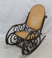 Vintage Bent Wood Cane Back Rocker