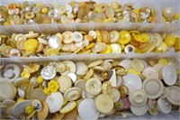 Vintage Assorted Yellow Mixed Lot Buttons + Tote