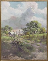 VICTOR ARMSTRONG PAINTING, TEXAS CACTUS LANDSCAPE