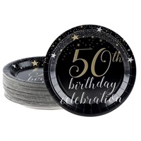 Juvale 9" Paper Plates For 50th Birthday Party