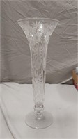 Libbey cut/etched glass trumpet vase