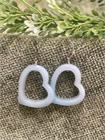 Sterling Silver Aquamarine Heart Dangle Earrings