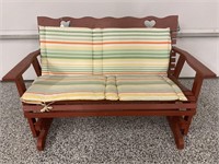 WOOD OUTDOOR PATIO ROCKER WITH CUSHION