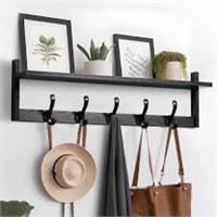 YMYNY Wall Coat Rack with Shelf (4 Hooks)