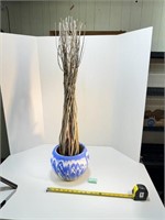 Ceramic Flower Pot with Twig Decor