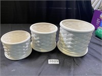 3 Basket Weave Look Flower Pots