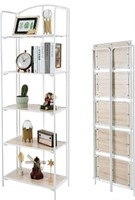 Crofy, No Assembly Folding Bookshelf, 5 Tier Metal