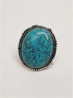 Turquoise Ring, German Silver