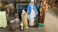 QTY OF RELIGIOUS ICON STATUES MADE OF CHALK, WAX