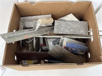 Box lot of concrete tools, misc