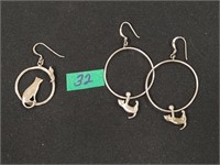 Sterling silver Cat earrings  10 grams 925