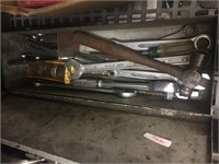 tool box and assorted wrenches
