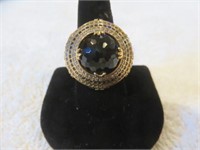 GOLD OVER STERLING ONYX RING SZ 10