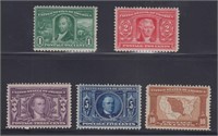 US Stamps #323-327 mint HR, bright and fresh, CV $