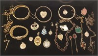 Group antique gold filled jewelry including
