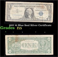 1957 $1 Blue Seal Silver Certificate Grades f+