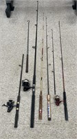 Lot of fishing rods and reels