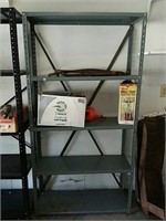 Metal shelving unit with content
