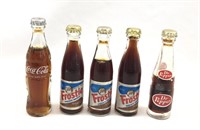 5 Tiny Soda Bottles with Caps