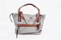 FOSSIL Grey & Brown Leather Tote Bag