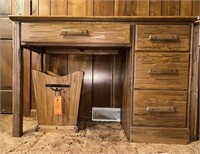 Ranch Oak Desk and Waste Basket