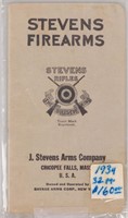 1934 Stevens Firearms Catalog 32 Pgs.