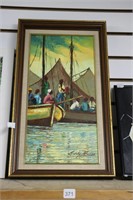 FRAMED OIL PAINTING 11"X20"