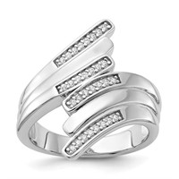 Sterling Silver- Rhodium-plated Fancy CZ Ring