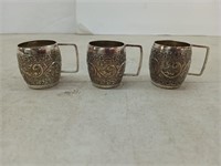 3 mini Sterling cups
