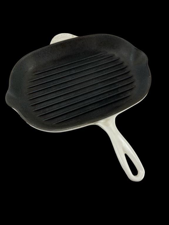 Le Creuset #32 White enamel Cast iron grill pan