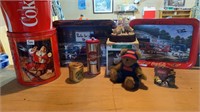 Coca Cola trays , tins bear