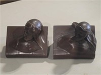 Two Bronze Artist Signed Book Ends