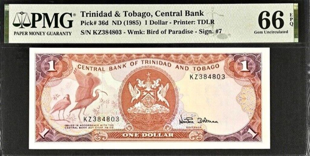 Trinidad & Tobago 1 Dollar (1985) PMG 66 Gem TRAD