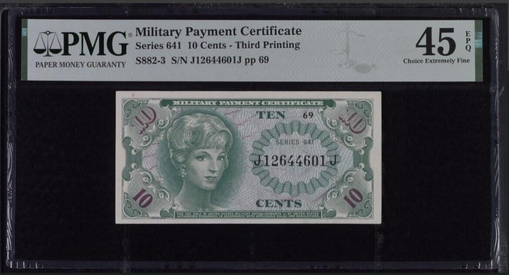 Military Payment Certificate 10C PMG 45 Fine MP23