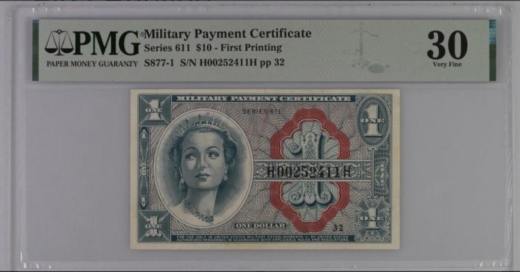 Military Payment Certificate, $10 PMG 30 MP23a