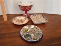 Fantastic Compote and three chinoiserie pcs