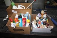 3 boxes of cleaning supplies, bug spray & more