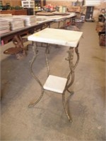 BRASS MARBLE TOP TABLE, 30 1/2" T X 13"