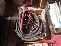 box of clevices, hiutch pins, and jumper cables